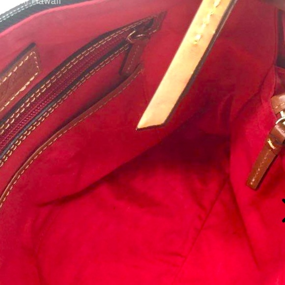 Dooney & Bourke Nylon Satchel Shoulder Bag Purse Black Tan Leather Trim EUC - Picture 7 of 10